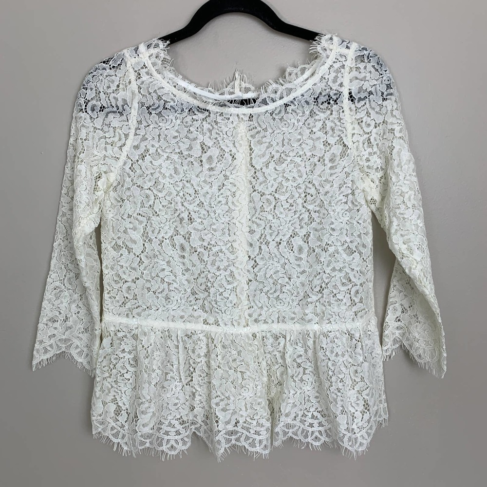 Joie Koda Ivory Lace Peplum Top - Size XS - Picture 1 of 9